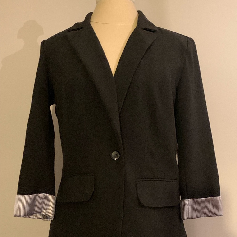 Women’s Black Blazer with Satin Sleeves